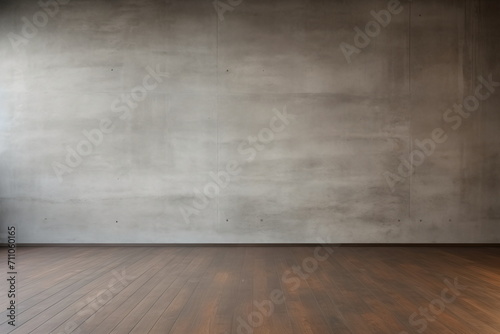 Empty room with concrete wall and wooden floor