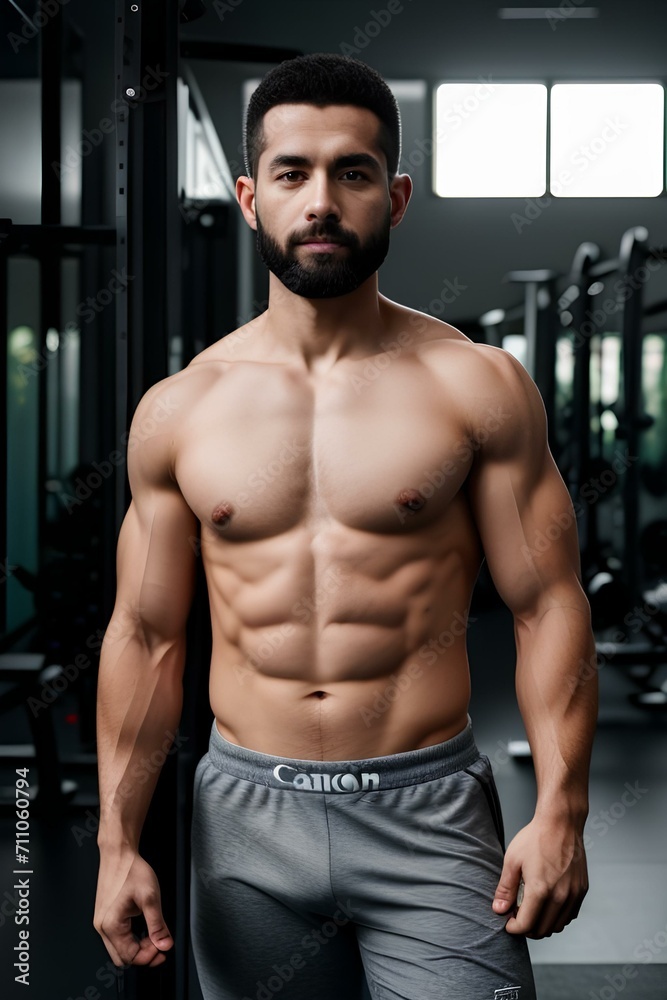 Man bodybuilder in gym
