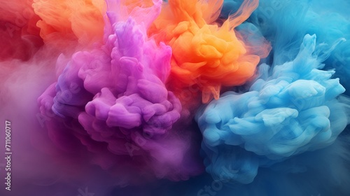 A dynamic blend of colored smoke, swirling in purple, orange, and blue against a dark backdrop. Ideal for creative art projects or vibrant graphic designs. Creative background photo