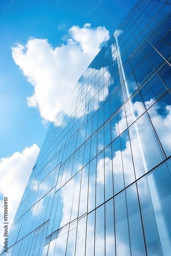 Blue glass skyscraper reflecting clouds Blue glass skyscraper reflecting clouds