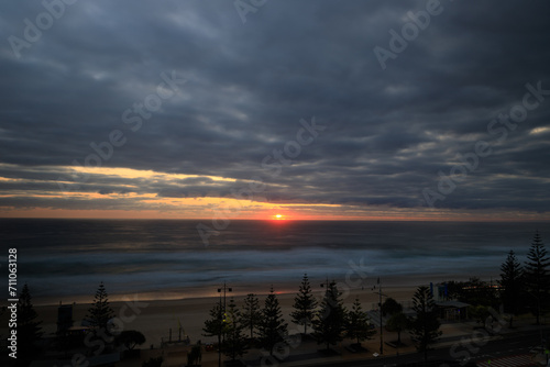 Golden Sunrise Over Gold Coast   s Serene Beaches