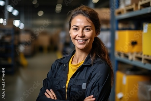 Portrait of a smiling female warehouse worker © duyina1990
