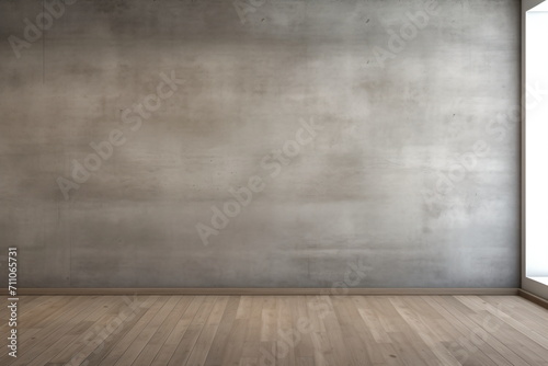 Bare cement wall texture with wooden floor