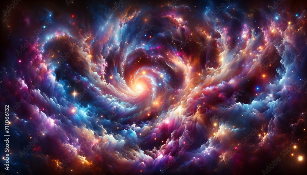 A Background wallpaper of visual of Nebulae Rhythmic Dance in Deep Space, Infused with Swirling Motions and Vivid Colors for a Captivating Cosmic Choreography.
