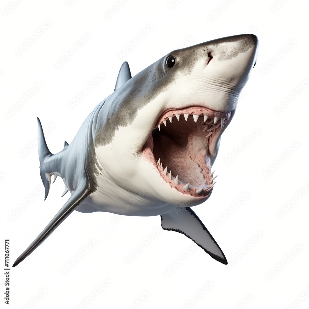 Obraz premium Great white shark with mouth wide open