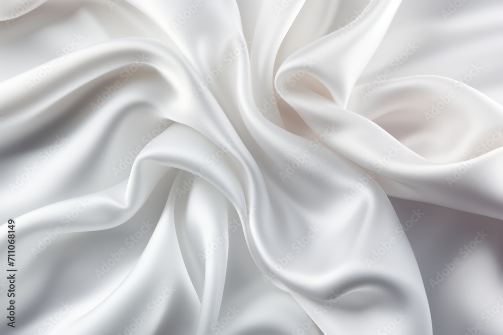 Fototapeta premium Elegant crumpled white silk fabric background with luxurious texture for sophisticated design.