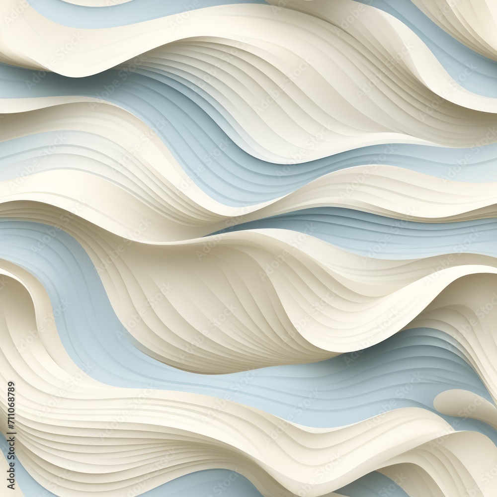Obraz premium Abstract modern white wall texture seamless pattern with geometric overlapping layers and wavy waves