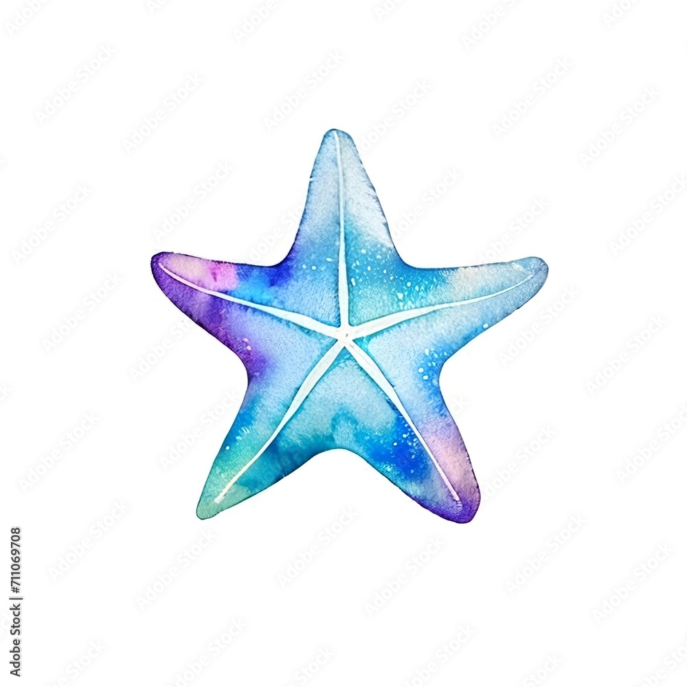 Starfish watercolor illustration on white background. Starfish watercolor illustration on white background.