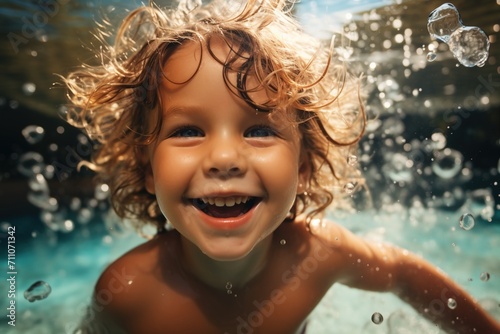 Ecstatic Kid Having Fun Swimming Underwater © duyina1990