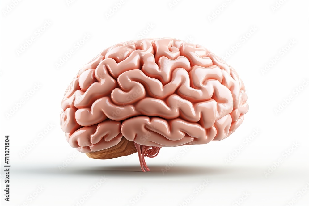 Realistic 3d human brain isolated on white background with intricate anatomical details. Realistic 3d human brain isolated on white background with intricate anatomical details.