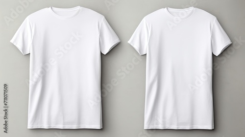 White t shirt front and back mockup template for design print on man, isolated on gray wall