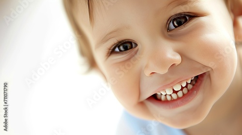 Smiling american boy with perfect teeth in professional studio portrait for ads and web design