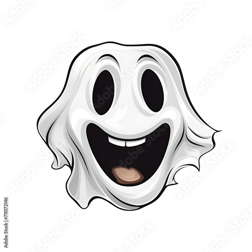 Cartoon Style Halloween Ghost White Ghost Ghost Cloak Illustration No Background Perfect for Print on Demand Merchandise