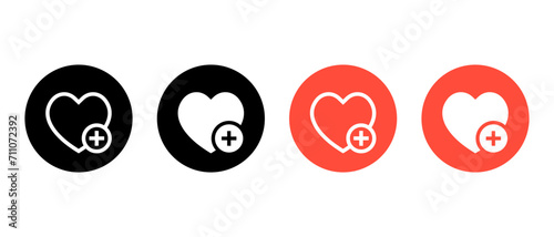 Add to wishlist icon vector on circle background. Love with plus symbol