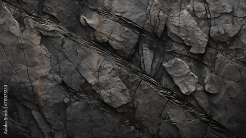 Stone Texture. Layered Geological Layers. Weathered Surface of Rocky Stone Plateau. Cracks photo