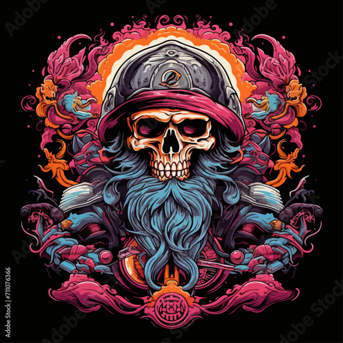 gothic skull horror design illustration on black background for tshirt, merchandise, wallpaper, or any purpose