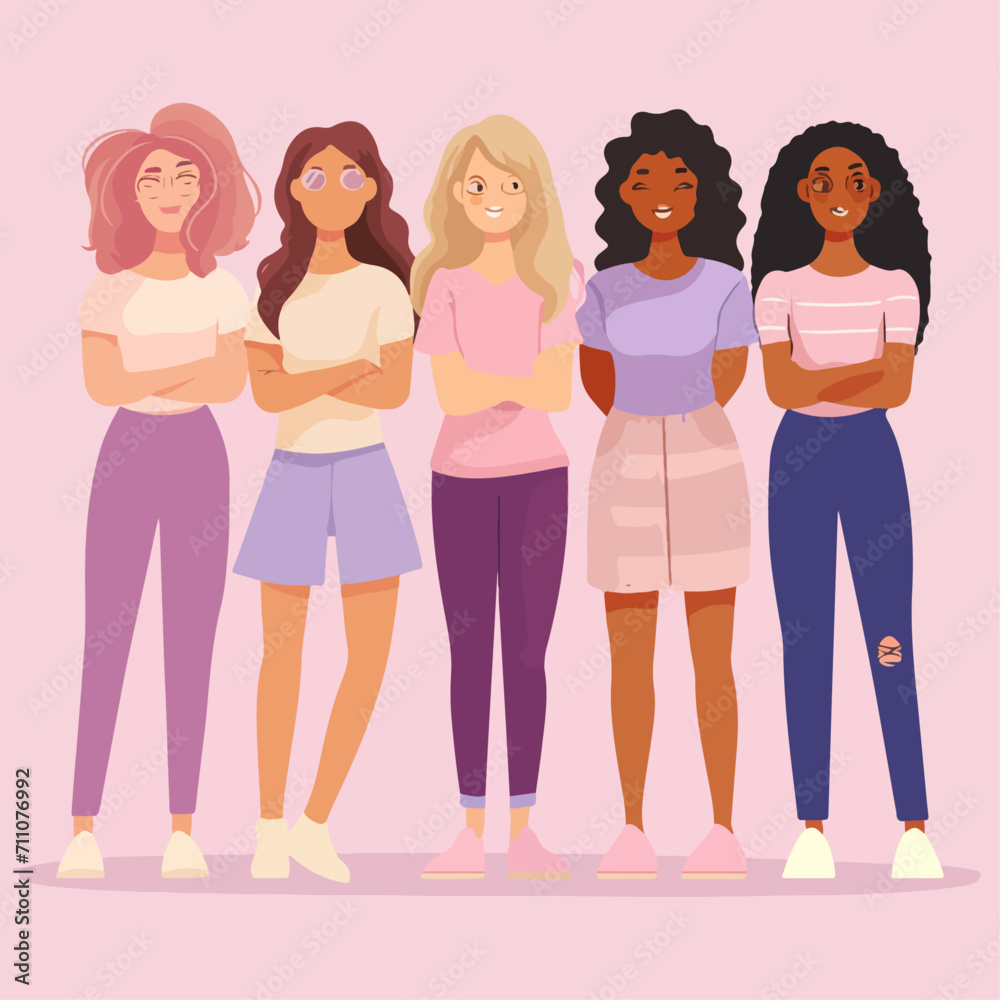 Obraz premium flat design vector illustration of women's differences and equality International Women's Day 08 march 