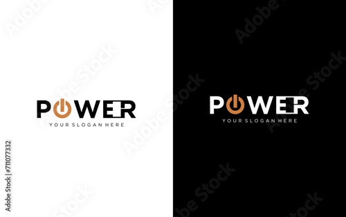 power energy logo design. Vector illustration of power typography and thunder. Modern logo design vector icon template