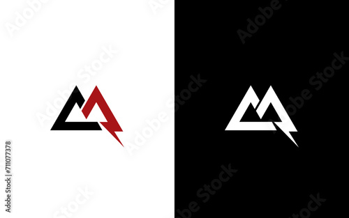 Creative Minimal MA Logo Design | Letter AM Logo with Lightning Icon | Electric MA Logo Design