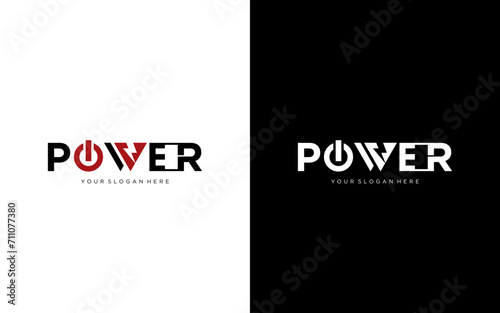 power energy logo design. Vector illustration of power typography and thunder. Modern logo design vector icon template photo