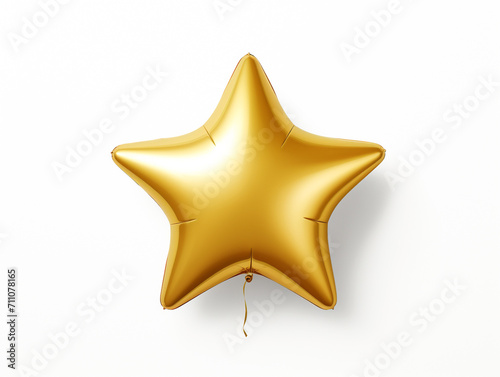Gold star balloon, on white background.