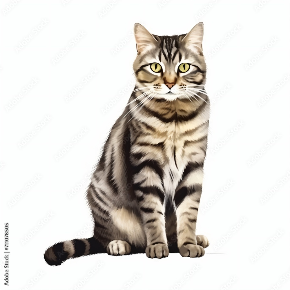 Fototapeta premium A cute cat is sitting and looking at the camera