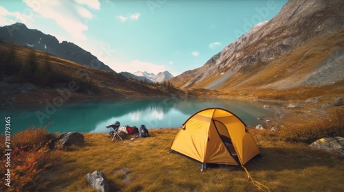 A camping tent in a nature hiking spot Relaxing during  © Lucky