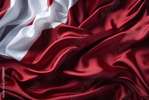 Latvian flag made of red and white silk photo