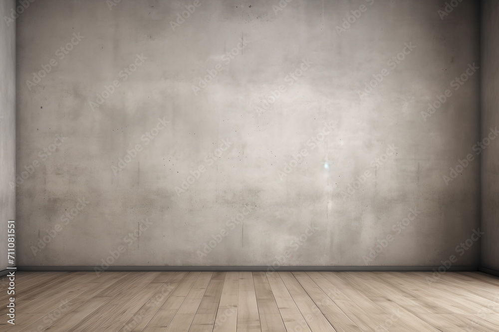 Empty room with wooden floor and concrete wall Empty room with wooden floor and concrete wall
