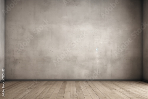 Empty room with wooden floor and concrete wall