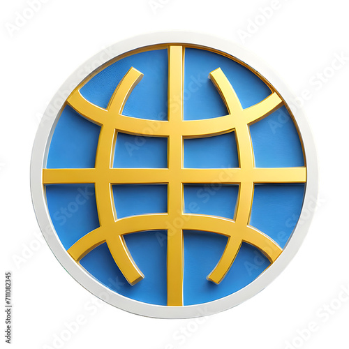 Stylized Globe icon symbol 3d isolated on transparent background