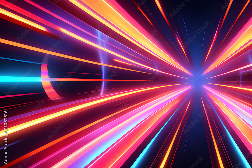The Illusion of Neon: Abstract Background Under the Glow-in-the-Dark Neon Lighting generative ai