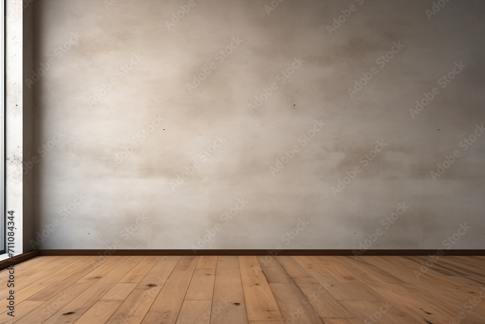 Empty room with wooden floor and white wall