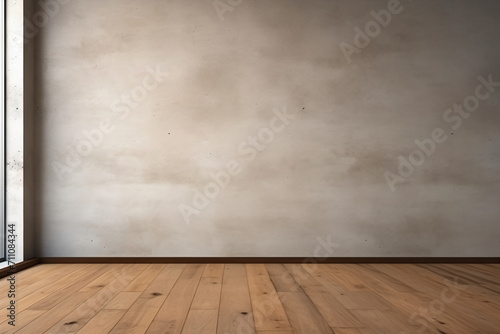 Empty room with wooden floor and white wall