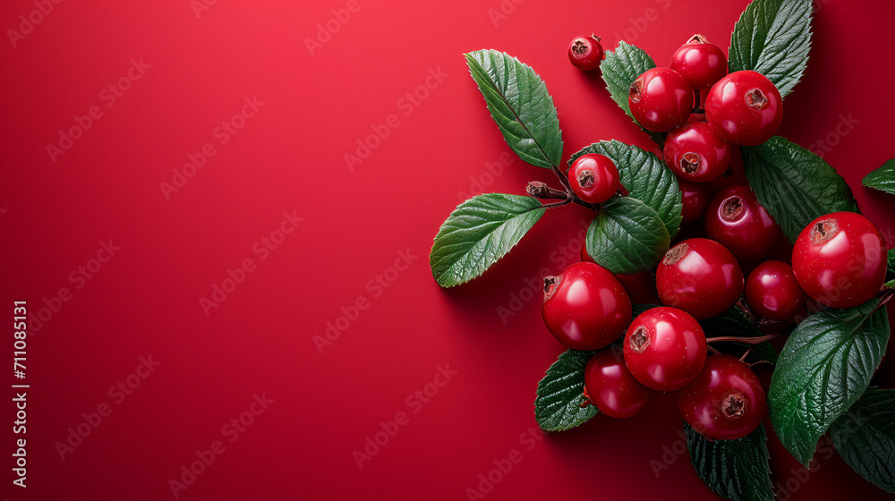 Fresh Lingonberry on scarlet red background Fresh Lingonberry on scarlet red background