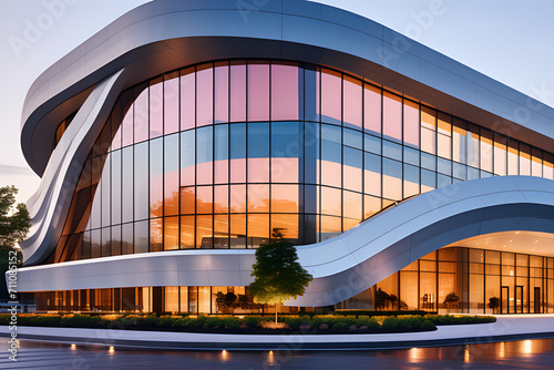Modern Beauty  Modern Architecture Reflected in Impressive Business Buildings generative ai