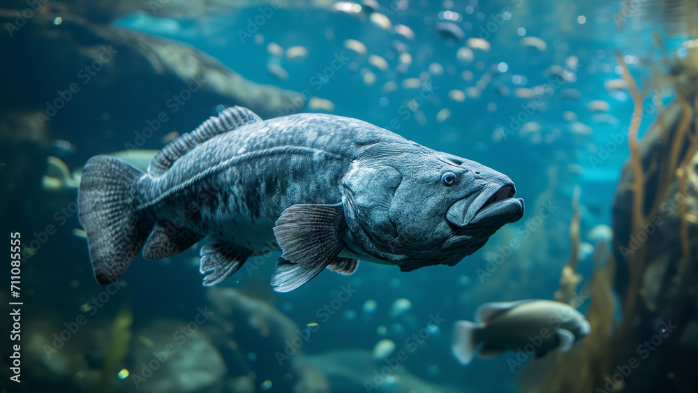 Fototapeta premium Coelacanth in a Majestic Aquarium