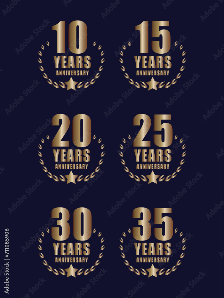Fototapeta premium ANNIVERSARY BADGE VECTOR 10,15,20,25,30 AND 35 YEARS