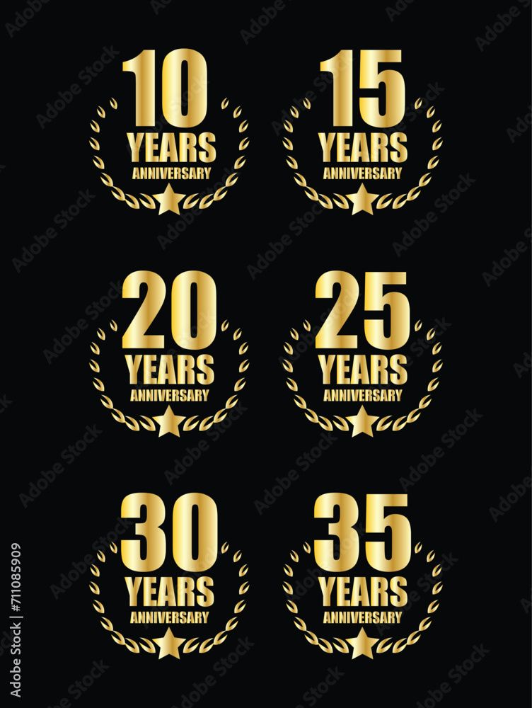 Fototapeta premium ANNIVERSARY BADGE VECTOR 10,15,20,25,30 AND 35 YEARS