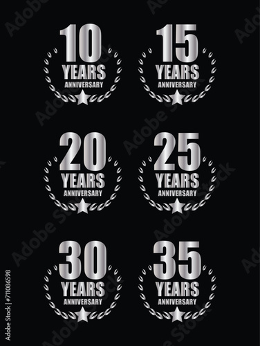 ANNIVERSARY BADGE VECTOR 10,15,20,25,30 AND 35 YEARS