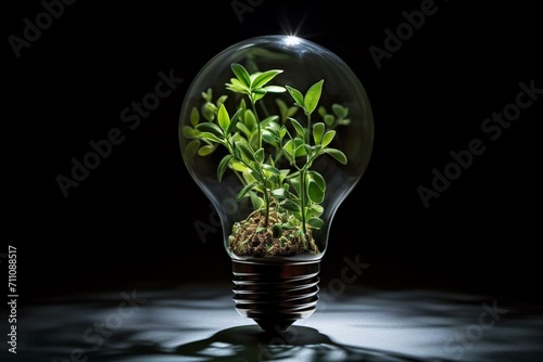 Leafy light bulb symbolizes health, green energy, and sustainable climate. Generative AI