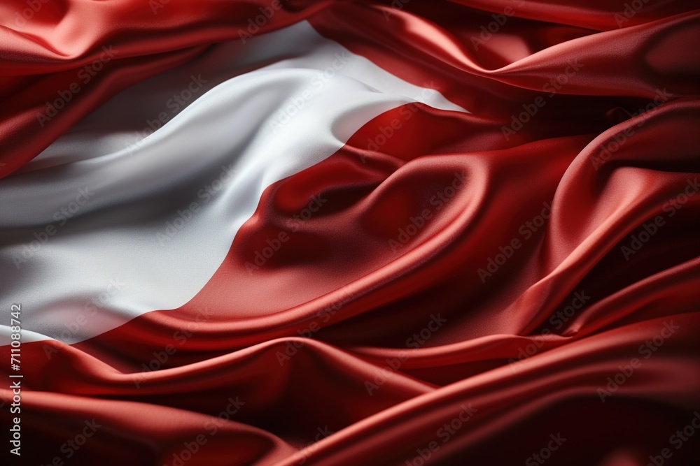 Obraz premium Austrian flag made of red and white silk