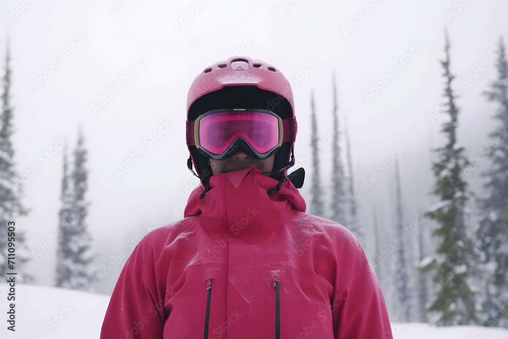 Portrait of young human in ski mask. Neural network AI generated art Portrait of young human in ski mask. Neural network AI generated art