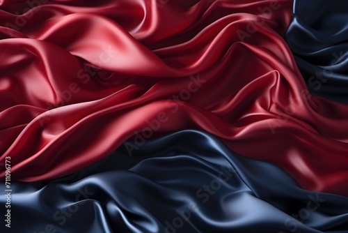 Red and blue wavy silk fabric