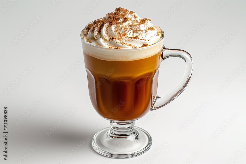 Irish coffee on elegant cup 