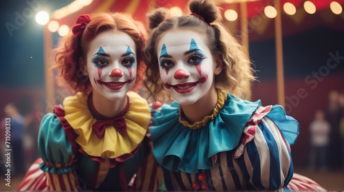 Portrait of two female clowns in a circus © alejandro