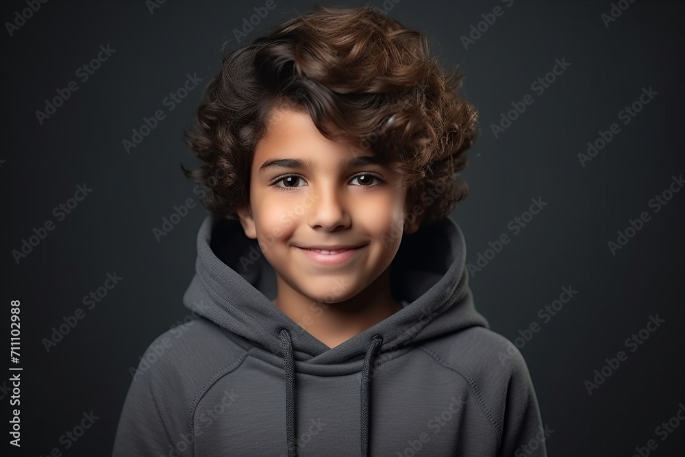 Portrait of a cute little boy with curly hair on dark background Portrait of a cute little boy with curly hair on dark background