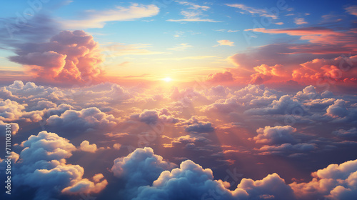 Beautiful sunset sky. Beautiful cloudy landscape with blue sky and pink clouds