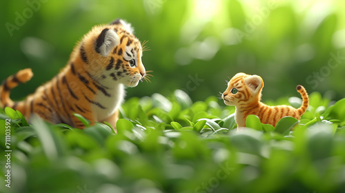 tiger cub on grass © AA