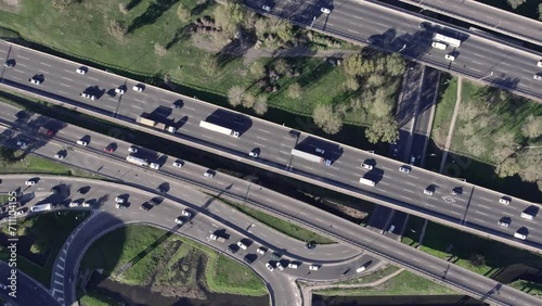 highway freeway traffic cars city drone zenithal 4k 04 photo